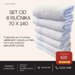 Bijeli Ručnik - Set od 6 Ručnika 70 x 140cm - 150g