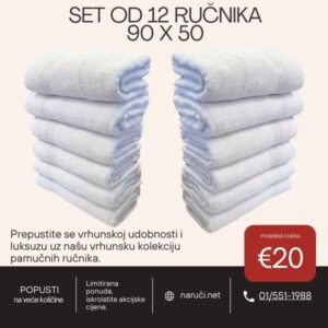 Bijeli Ručnik - Set od 12 Ručnika 50 x 90cm - 150g