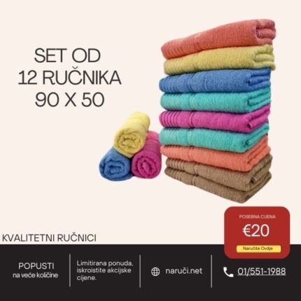 Set 4 - Set od 12 Ručnika 50 x 90cm - 150g